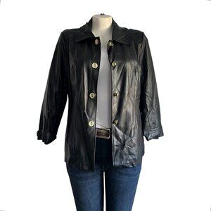 Dennis Basso Black Faux Leather Jacket - XL